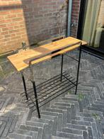 Vintage haltafel / sidetable – metaal & hout – jaren ’50/’60, Huis en Inrichting, Tafels | Sidetables, Ophalen, Gebruikt, 50 tot 100 cm