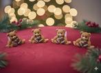 4x Kerst Servetringen Beren met Sjaal - Vintage, Kunststof, Gebruikt, Bruin, Ophalen of Verzenden