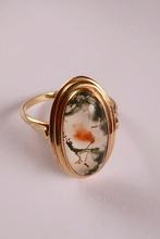 Vintage ring mosagaat goud 14kt maat 17 1/2, Ophalen of Verzenden, Zo goed als nieuw, 17 tot 18, Goud