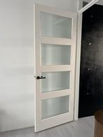 Hard houten binnendeur met glas 90 x 231,5 cm, Doe-het-zelf en Verbouw, Deuren en Horren, Ophalen, Gebruikt, 80 tot 100 cm, 215 cm of meer