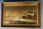 Wintergezicht op palingrokerij - Jan van Bergen (1890-1951), Antiek en Kunst, Kunst | Schilderijen | Klassiek, Ophalen of Verzenden