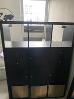Zwarte IKEA KALLAX 4x3, 12 vakken, 25 tot 50 cm, 100 tot 150 cm, 100 tot 150 cm, Open kast, zwartbruin, 112x147 cm
