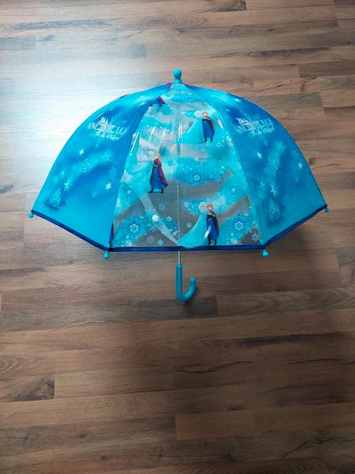 Frozen Paraplu - Elsa en Anna, Sieraden, Tassen en Uiterlijk, Paraplu's, Zo goed als nieuw, Blauw, Transparant, Ophalen of Verzenden