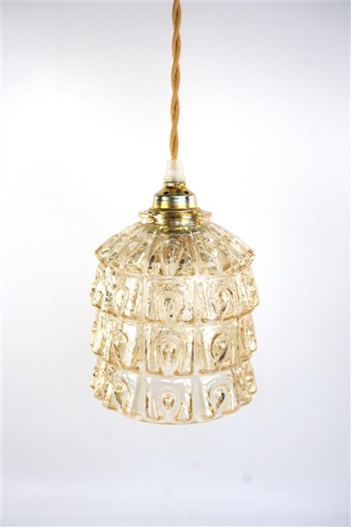 Vintage glazen lampenkap, Huis en Inrichting, Lampen | Lampenkappen, Zo goed als nieuw, Minder dan 25 cm, Rond, Overige kleuren