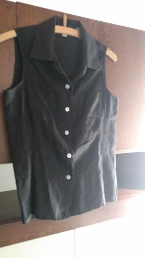 Zwart linnen blouse van Zara.   Maat m., Kleding | Dames, Blouses en Tunieken, Zo goed als nieuw, Maat 38/40 (M), Zwart, Verzenden