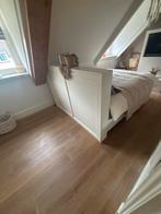 Elektrisch Verstelbaar Bed + Matras & Houten Ombouw, Ophalen, 90 cm, Eenpersoons, Wit