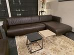 Rolf Benz 6300 hoekbank chaises longue + fauteuil bruin leer, 250 tot 300 cm, Gebruikt, Hoekbank, 75 tot 100 cm