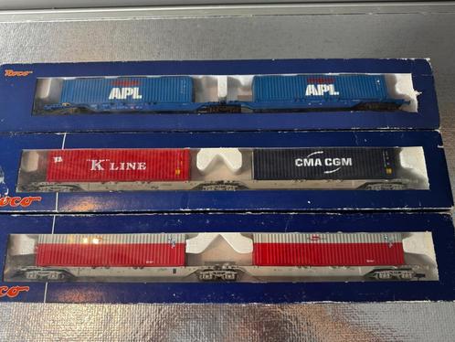 Roco Dubbele Containerwagons SBB DB NS H0, Hobby en Vrije tijd, Modeltreinen | H0, Zo goed als nieuw, Wagon, Gelijkstroom, Roco