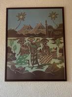 Batik doek in lijst met ontspiegeld glas, Ophalen