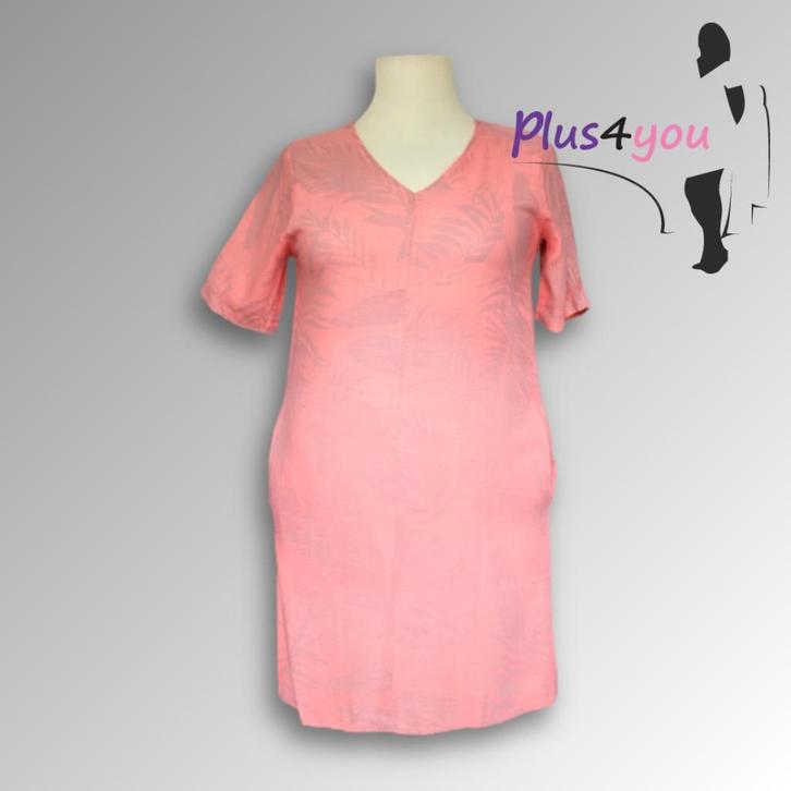 30374 Zgan Roze jurk print Fos Amsterdam mt L  I21, Kleding | Dames, Grote Maten, Zo goed als nieuw, Jurk, Roze, Ophalen of Verzenden