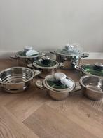 Pannenset met ingebouwde thermometer, Huis en Inrichting, Keuken | Potten en Pannen, Ophalen, Zo goed als nieuw, Rvs, Pannenset