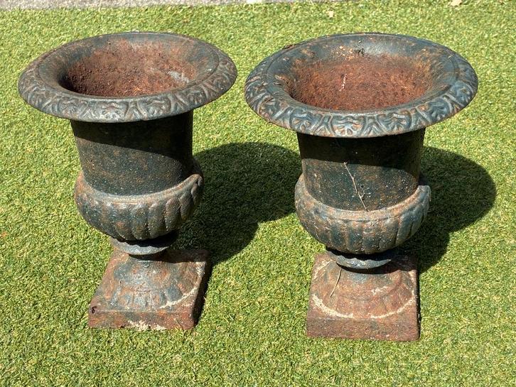 Mooie gietijzer tuinvaasjes * prijs verlaagd, Tuin en Terras, Tuinvazen, Gebruikt, Ophalen