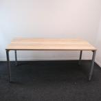 Knop instelbaar bureau 180 x 80 cm Nat eiken NIEUW blad BR32, Ophalen of Verzenden, In hoogte verstelbaar, Gebruikt, Bureau