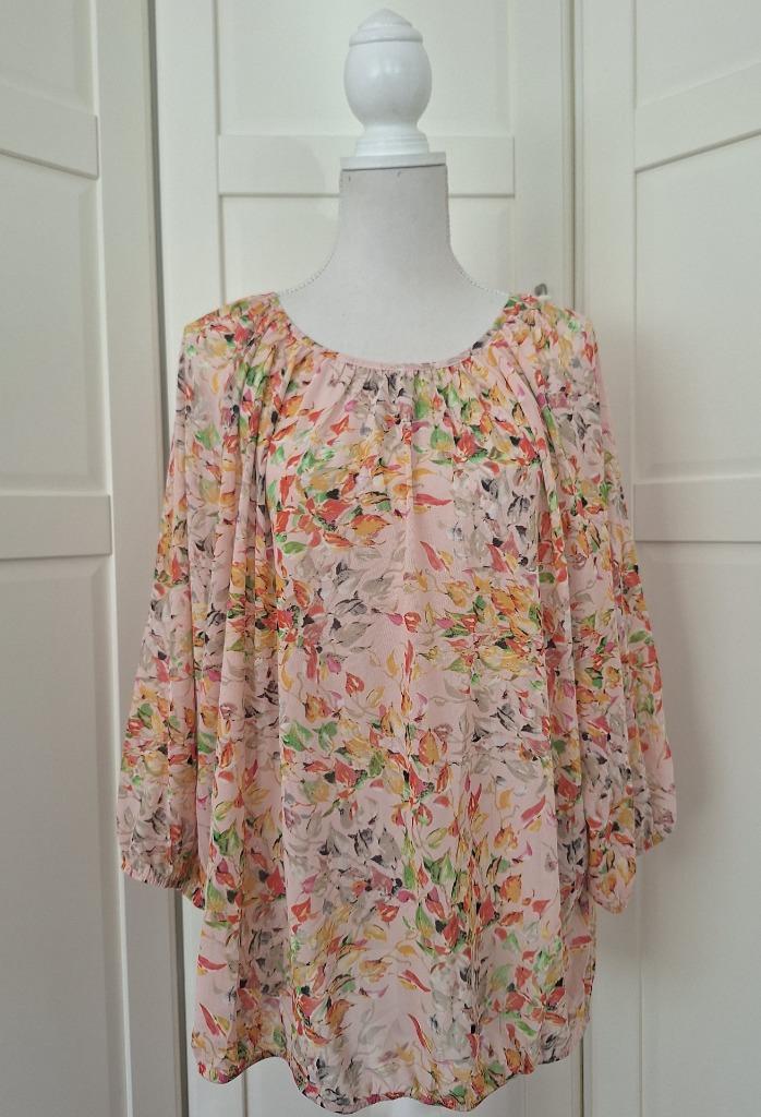 Norah nieuwe licht roze floral ballon top, maat 46 XXL XXXL, Kleding | Dames, Tops, Nieuw, Maat 46/48 (XL) of groter, Roze, Korte mouw