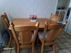 Prachtige eethoek set van massief hout – 1 tafel + 4 stoelen, Ophalen, Gebruikt, 4 tot 6 stoelen