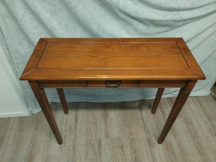 Vintage houten bijzettafel met lade sitetable wandtafeltje, Antiek en Kunst, Antiek | Meubels | Tafels, Ophalen