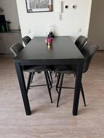 Bartafel met 4 stoelen - 140x80 cm - Groningen, Ophalen, Zwart, Zo goed als nieuw, Vier