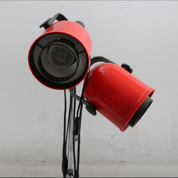 Vintage vloerlamp met twee rode spots, Zweden 1970 (#399) beschikbaar voor biedingen