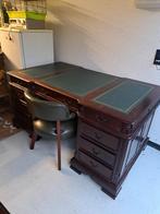 Prachtige engels bureau met leren stoel chesterfield mahonie, Huis en Inrichting, Bureaus, Ophalen, Zo goed als nieuw, Bureau