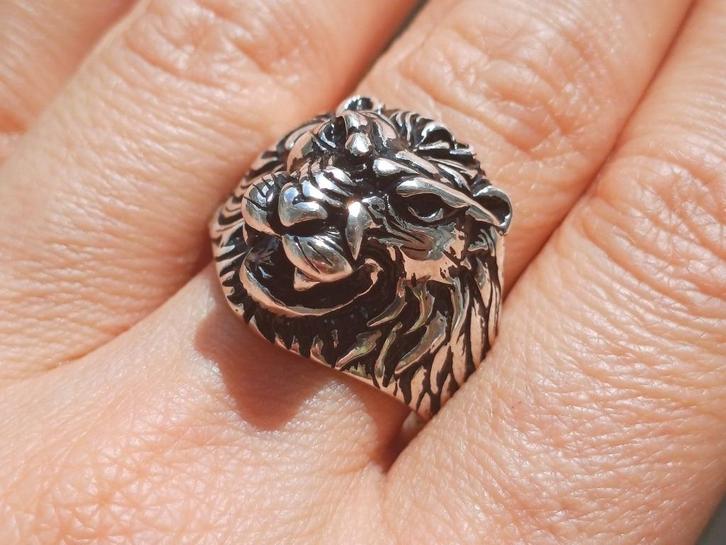 Vanoli 925 zilveren heren ring leeuw leeuwenkop maat 20, Sieraden, Tassen en Uiterlijk, Ringen, Nieuw, Heer, 20 of groter, Zilver