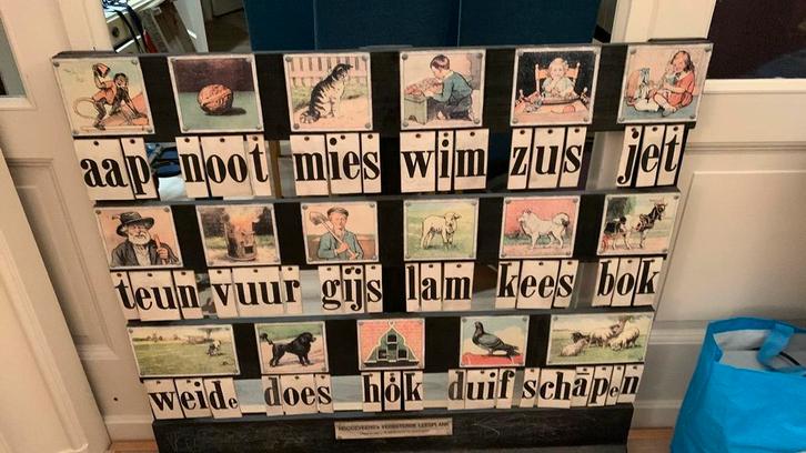 Oude Hoogeveens Leesplank, Antiek en Kunst, Antiek | Schoolplaten, Overige thema's, Ophalen of Verzenden