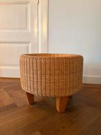 Vintage Rotan Poef / Voetenbankje - 70s, Huis en Inrichting, Ophalen, Minder dan 50 cm, Gebruikt, Rond