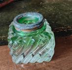 Antiek Inktpotje Groen en wit Glas, Ophalen of Verzenden