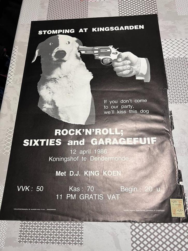 Vintage Poster Stomping at Kingsgarden Rock 'n'roll; sixties, Verzamelen, Posters, Gebruikt, Muziek, Deurposter of groter, Rechthoekig Staand