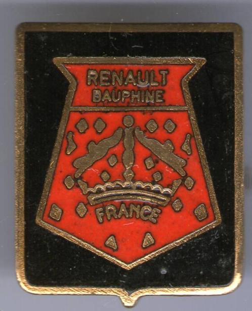 Renault Dauphine rood email op koper auto broche ( C_207 ), Verzamelen, Speldjes, Pins en Buttons, Zo goed als nieuw, Speldje of Pin