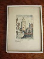 Oude ets kleur dinkelsbuhl 1957, Antiek en Kunst, Kunst | Etsen en Gravures, Ophalen of Verzenden