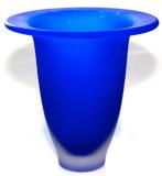 Schitterende Blauw Sommerso Gesatineerde Trompet Vaas, Minder dan 50 cm, Verzenden, Blauw, Glas