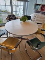 Ronde witte uitschuifbare eettafel, design pastoe, Huis en Inrichting, Ophalen, Gebruikt, Rond, 100 tot 150 cm