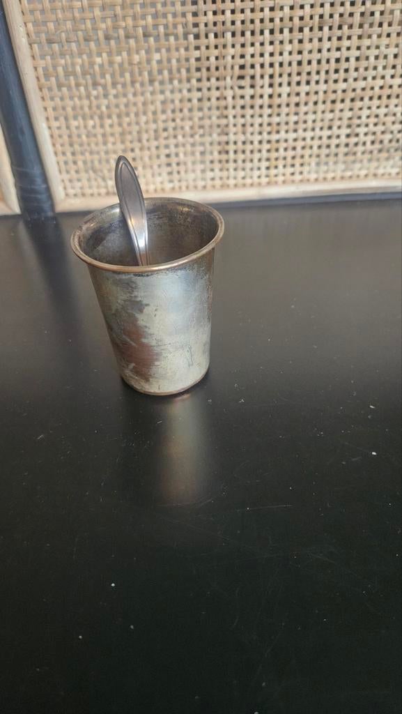 Vintage Verzilverde Kinderbeker, Antiek en Kunst, Ophalen, Zilver