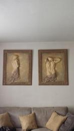 3x een schilderij. Wandreliëf .Beeldhouwwerk. J. van de Kar., Antiek en Kunst, Ophalen