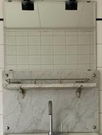 Jaren 30 marmeren wastafel planchet, achterplaat, spiegel, Huis en Inrichting, Ophalen, Gebruikt, Overige typen, 50 tot 100 cm