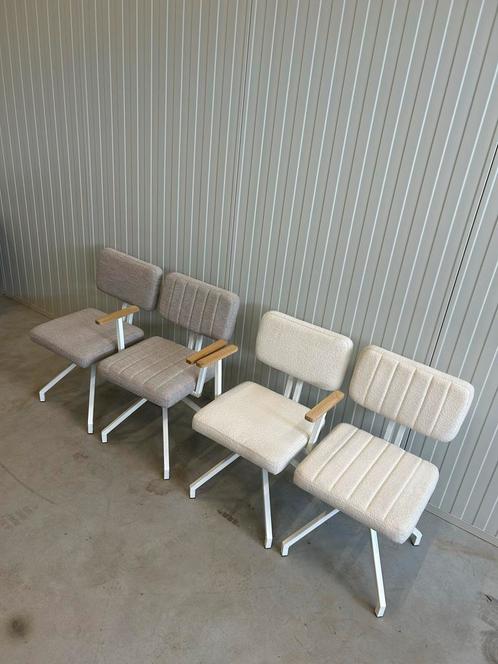 4 eetkamerstoelen draaifunctie - Scandinavisch Deens design, Huis en Inrichting, Stoelen, Gebruikt, Vier, Metaal, Wit, Ophalen