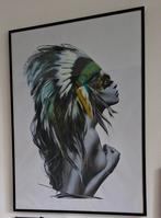 Indiaan met Groene Tooi Schilderij 70x50cm, Ophalen, Minder dan 50 cm, 50 tot 75 cm, Print