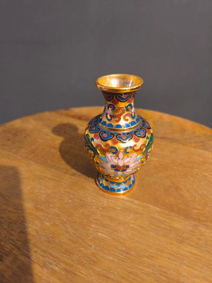 Champlevé Cloisonné Vaasje - Prachtige Staat!, Antiek en Kunst, Antiek | Vazen, Ophalen of Verzenden