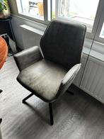 4 draaistoelen met leer suède look, mat zwarte metalen poten, Huis en Inrichting, Stoelen, Ophalen, Gebruikt, Zwart, Leer
