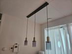 Hanglamp met 3 lampen goud en glas, Ophalen, Gebruikt, Glas, Minder dan 50 cm