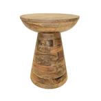 Industrieel Ronde Bijzettafel Kruk Mango Hout Koffietafel, Huis en Inrichting, 45 tot 60 cm, Minder dan 55 cm, Info@dehanzeherten.nl