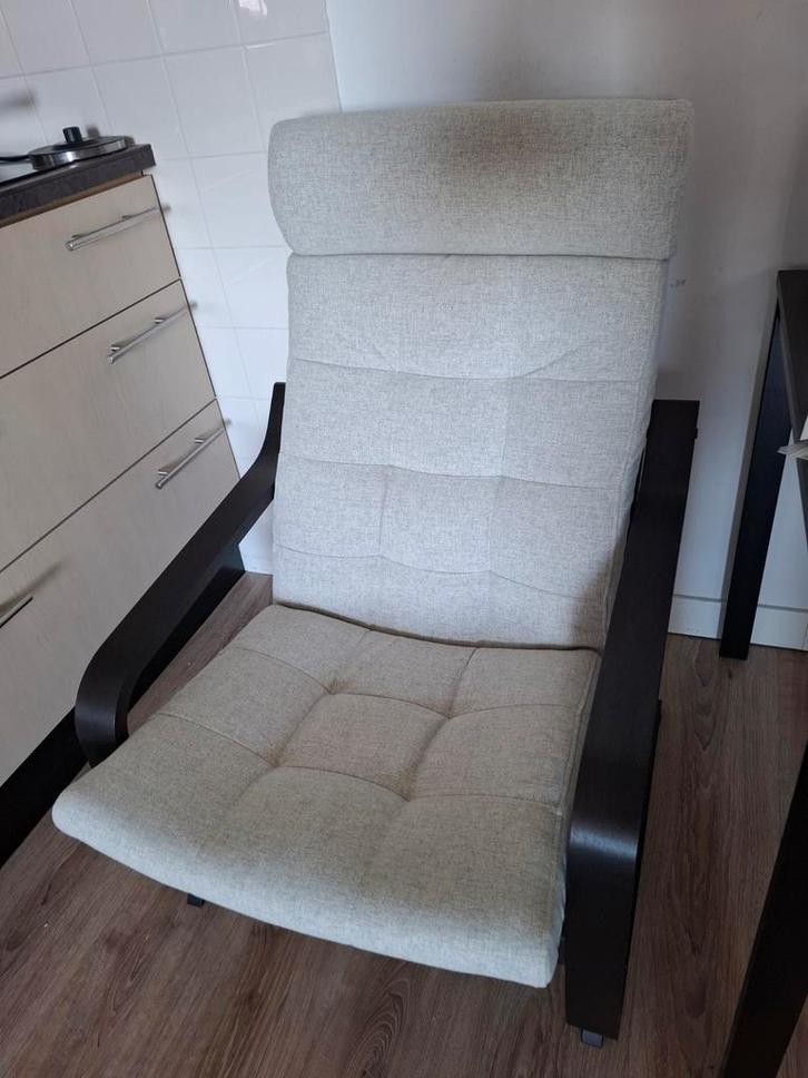 Ikea Poang Relax Fauteuil + Voetenbank Gunnared Beige, Huis en Inrichting, Stoelen, Zo goed als nieuw, Eén, Ophalen