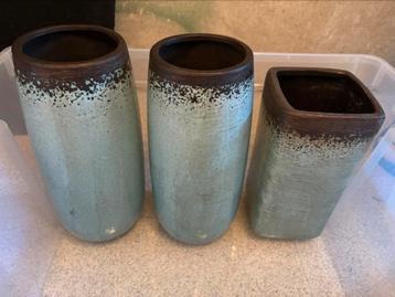 3x plantenpot of vaas mintgroen beschikbaar voor biedingen