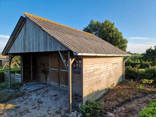 Degelijke schuur 5.70X5.00m, Tuin en Terras, Tuinhuizen, Gebruikt, Schuur, Hout, 500 cm of meer, 400 cm of meer, Met overkapping