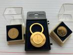 Vergulde 1 cent munen met manchetknoop, Postzegels en Munten, Munten | Nederland, Ophalen of Verzenden, Koningin Juliana