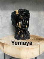 Zwarte Yemaya Bloempot met Gouden Accenten, Tuin en Terras, Bloempotten, Balkon, Rond, Ophalen of Verzenden, Zo goed als nieuw