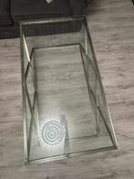 Zilveren glazen tafel, Huis en Inrichting, Tafels | Salontafels, Ophalen of Verzenden, Rechthoekig, 50 tot 100 cm, Minder dan 50 cm