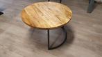 Naturelkleur ronde mangohouten salontafel van 73cm doorsnee, Ophalen, 50 tot 100 cm, Rond, Nieuw