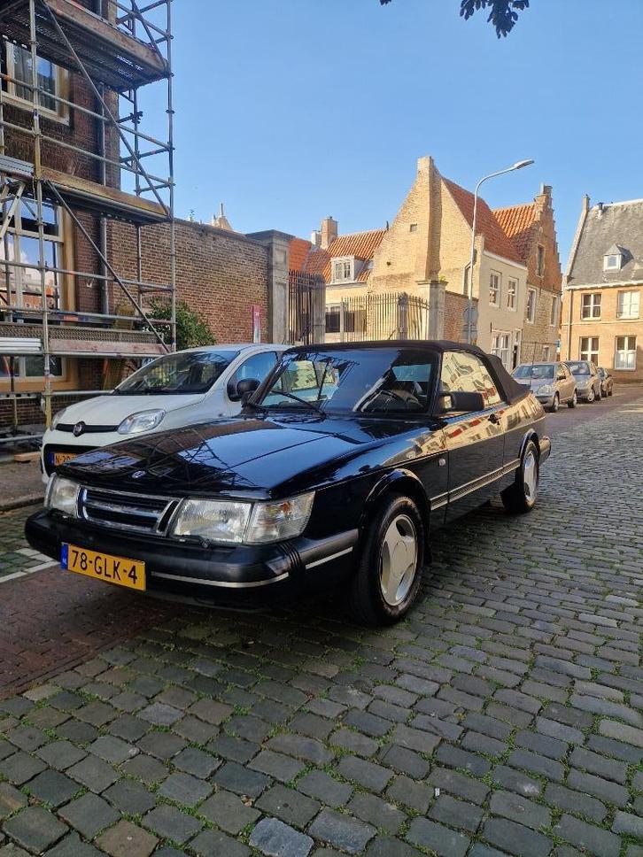 Saab 900 Turbo 2.0 16-valve 1987 Cabrio zwart, Auto's, Saab, Particulier, Saab 900, Centrale vergrendeling, Climate control, Elektrische buitenspiegels
