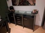 Dressoir met glazen blad, Huis en Inrichting, Kasten | Dressoirs, Ophalen, Gebruikt, 100 tot 150 cm, Modern